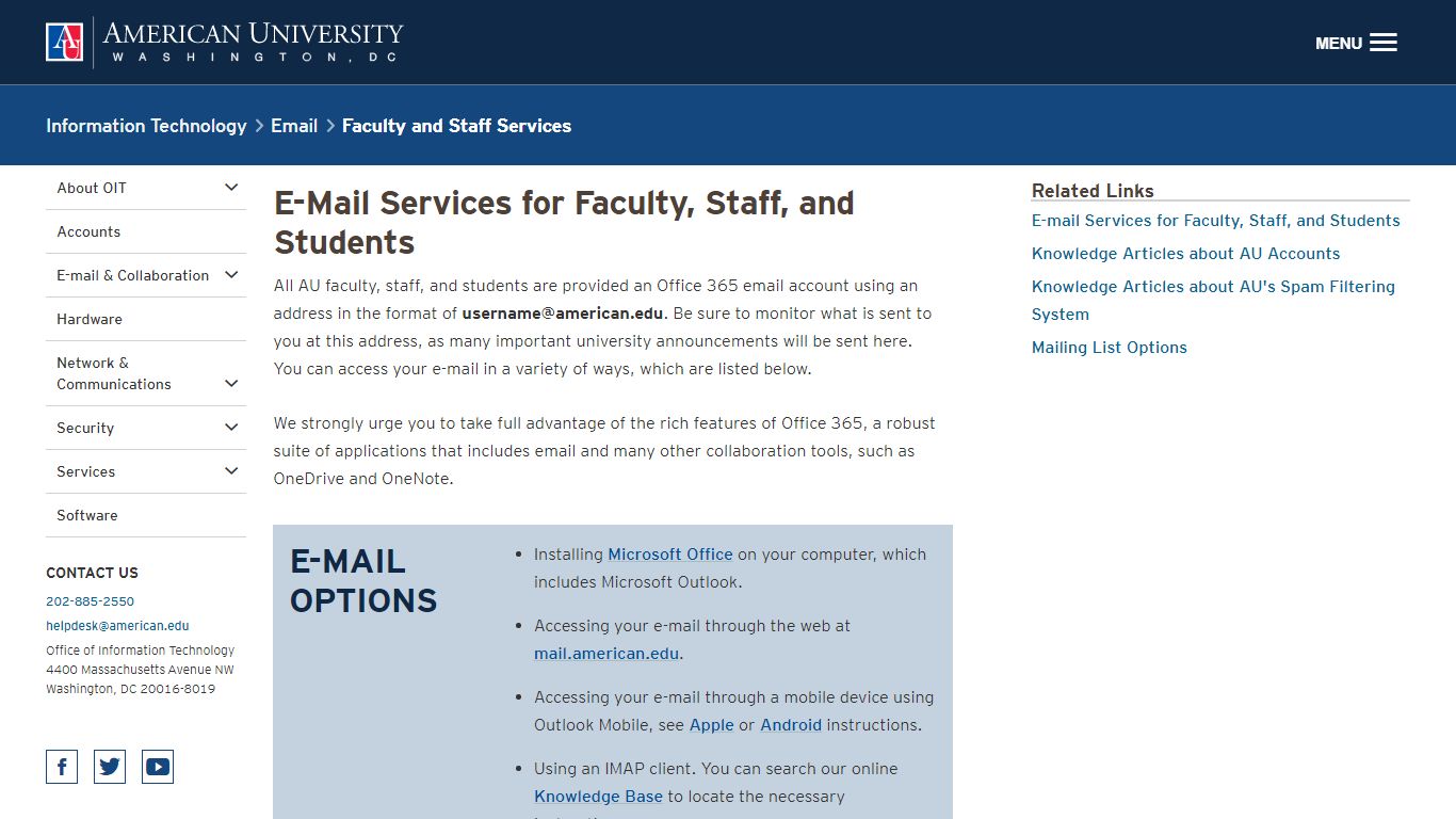 E-Mail Services for Faculty, Staff, and Students - American University